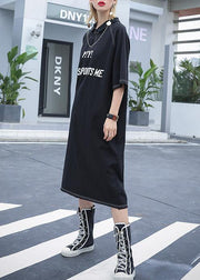 DIY black cotton zippered Maxi summer Dress - SooLinen
