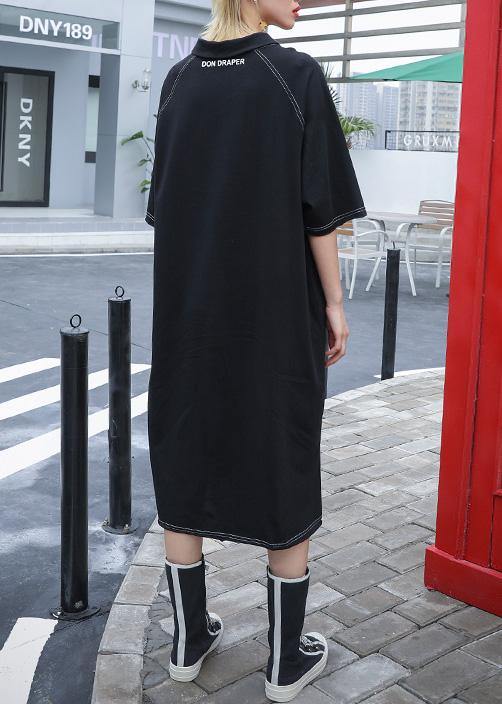 DIY black cotton zippered Maxi summer Dress - SooLinen