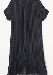 DIY black striped tops outfit Vintage Inspiration v neck wide leg pants A Line Summer two pieces