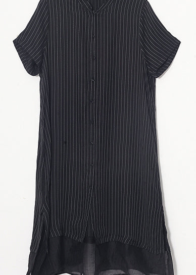 DIY black striped tops outfit Vintage Inspiration v neck wide leg pants A Line Summer two pieces
