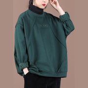 DIY blackish green clothes For Women o neck embroidery tunic spring tops - SooLinen
