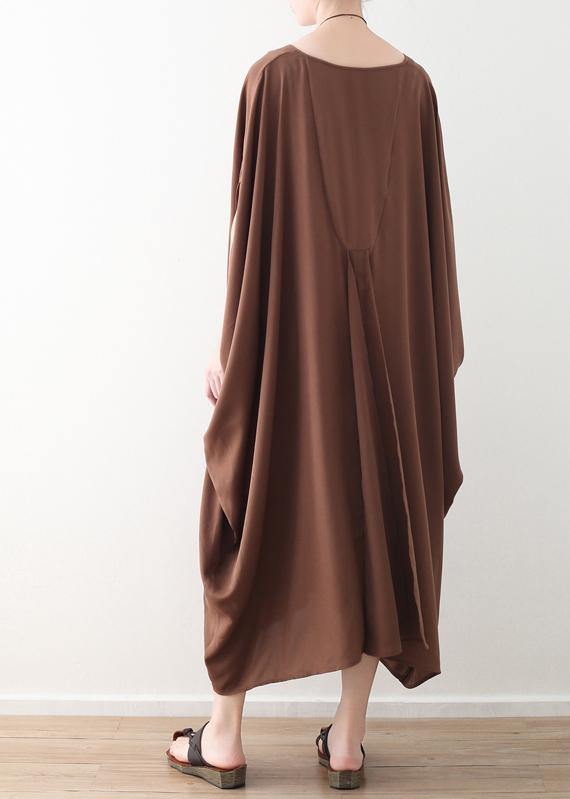 DIY chocolate silk Robes Pakistani Sewing v neck Kaftan summer Dresses - SooLinen