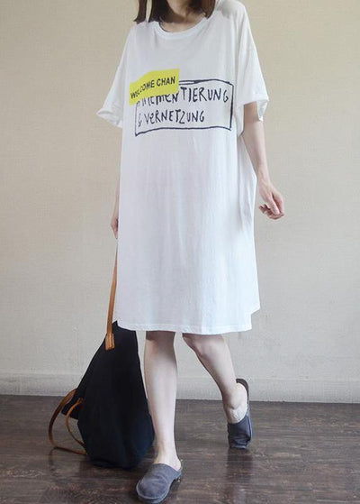 DIY cotton dresses Sweets Summer Loose Letter Casual Straight Dress - SooLinen