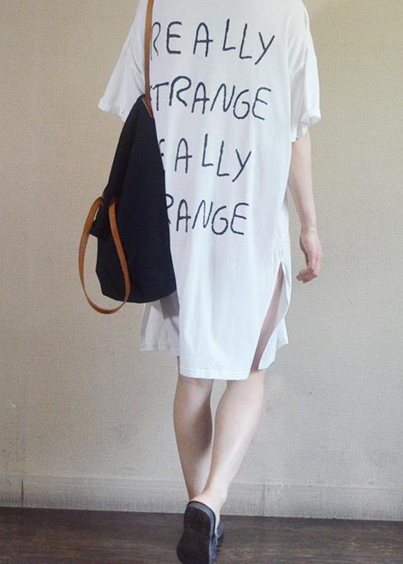DIY cotton dresses Sweets Summer Loose Letter Casual Straight Dress - SooLinen