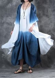 DIY gray blue Gradient color Fine outfit Fabrics fall asymmetric coats - SooLinen