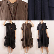 DIY gray cotton clothes For Women Organic Runway big pockets long summer Dresses - SooLinen