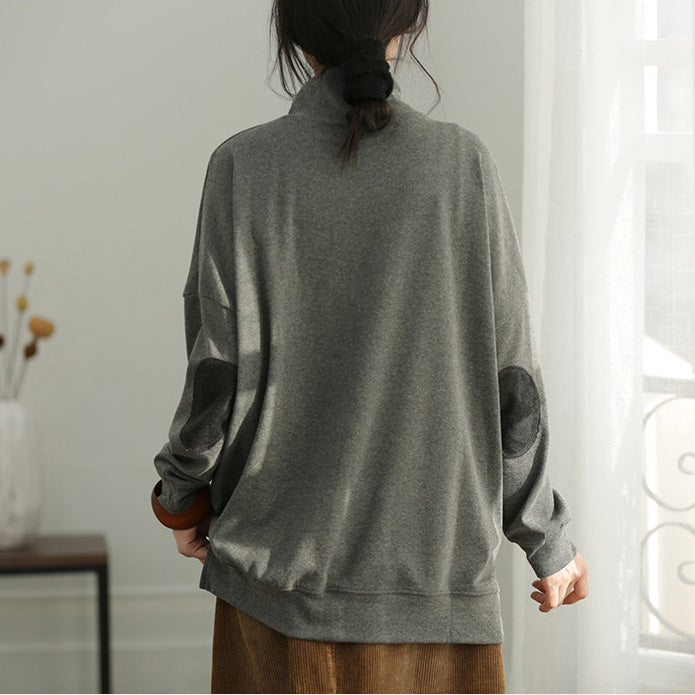 DIY-Silhouette aus grauem Baumwolloberteil Fein gemusterte, seitlich offene, lockere Hemden
