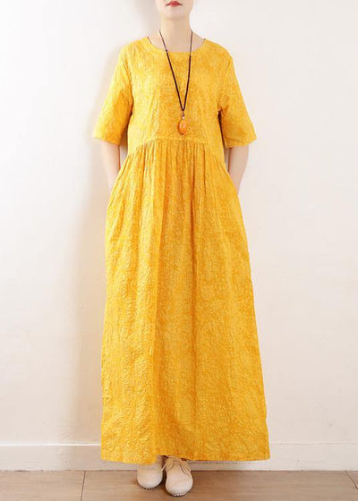 DIY half sleeve linen Wardrobes Tutorials yellow Dresses summer - SooLinen