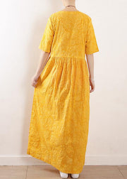 DIY half sleeve linen Wardrobes Tutorials yellow Dresses summer - SooLinen