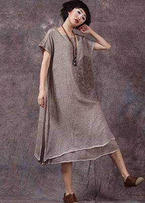 DIY layered cotton clothes For Women Catwalk white side open Dress summer - SooLinen