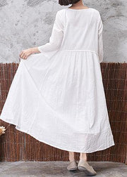DIY layered linen dresses Tunic Tops white Dress fall - SooLinen