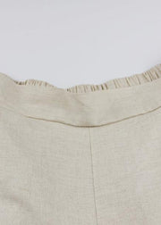 DIY nude cotton linen pants For Women elastic waist wide leg pants - SooLinen