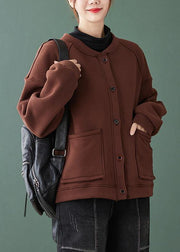 DIY o neck Button Down  maxi coat chocolate baggy women coats - SooLinen