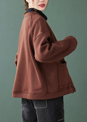DIY o neck Button Down  maxi coat chocolate baggy women coats - SooLinen