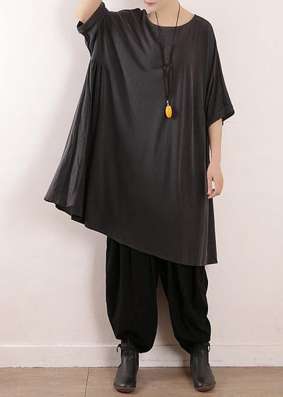 DIY o neck linen dress Shape gray Dresses summer - SooLinen