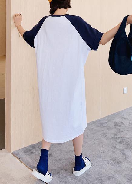 DIY o neck clothes For Women white Letter Robe Dress - SooLinen