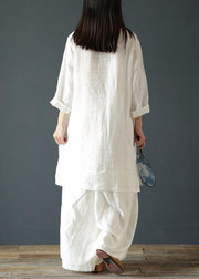 DIY o neck linen summer shirts Wardrobes white blouses - SooLinen