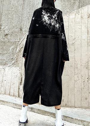 DIY o neck pockets dress Fashion Ideas black print Dresses - SooLinen