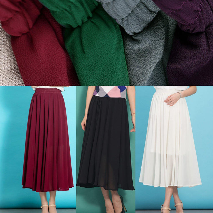 DIY pink elastic waist chiffon clothes big hem Traveling summer Dresses - SooLinen