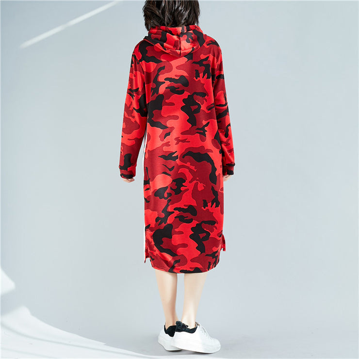DIY rotes Baumwollkleid stilvolle Modeideen kurzes Kleid mit Kapuze
