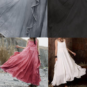 DIY ruffles side linen Long Shirts Sewing gray sleeveless Dresses summer - SooLinen