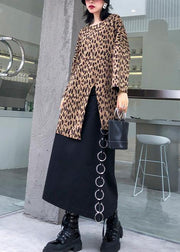 DIY side open cotton tops Inspiration Leopard Traveling tops - SooLinen