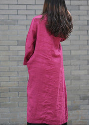 DIY stand collar side open Tunics Work purple Maxi Dress - SooLinen