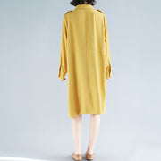 DIY yellow Cotton Wardrobes Mom Tutorials lapel collar short Dress
