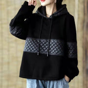 DIY Black Clothes For Women Hooded Patchwork Midi Spring Blouse