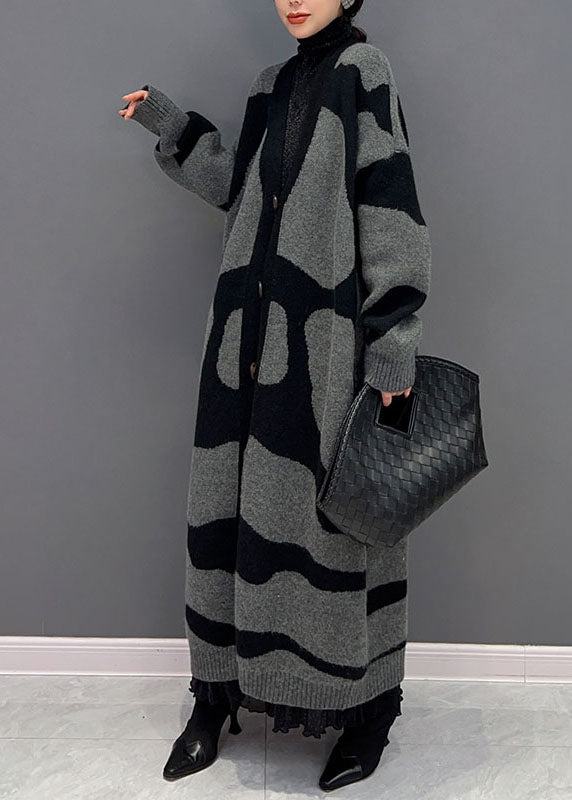 Dark Grey Cozy Knit Loose Cardigan Oversized Thick Winter