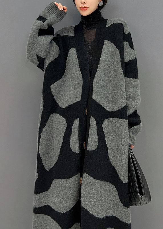 Dark Grey Cozy Knit Loose Cardigan Oversized Thick Winter