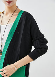 Diy Black Asymmetrical Patchwork Pockets Knit Cardigan Fall