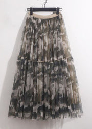 Diy Camouflage Wrinkled Patchwork Tulle Skirt Summer