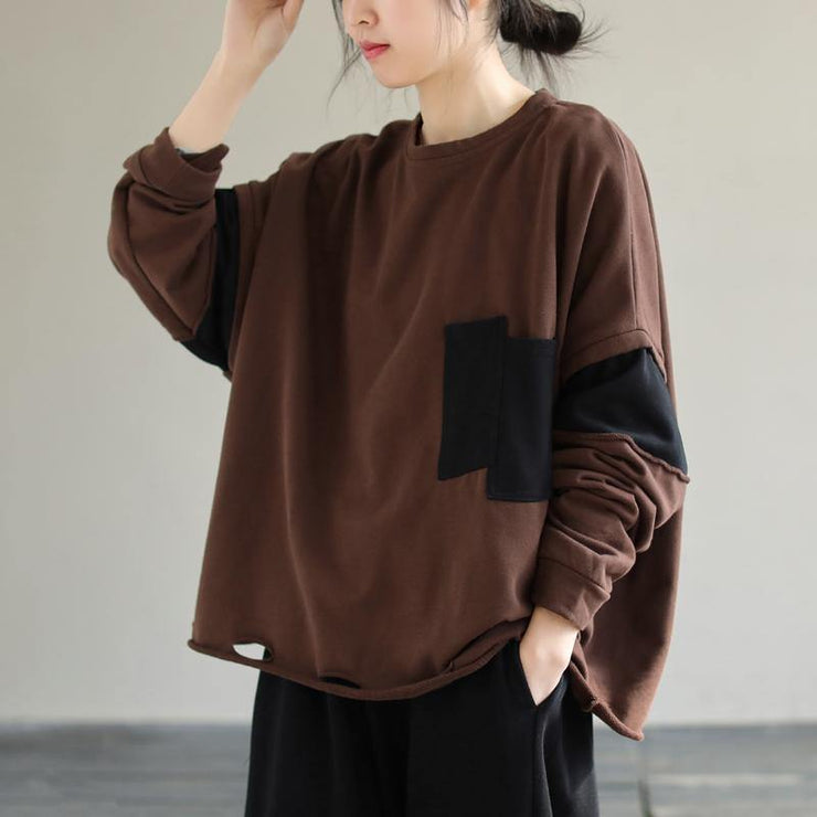 Diy Chocolate cotton Top silhouette Patchwork silhouette Spring top - SooLinen