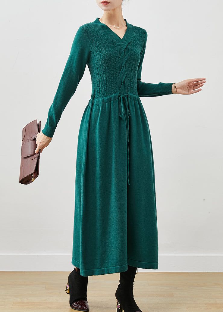 Diy Green V Neck Cinched Knit Robe Dresses Spring