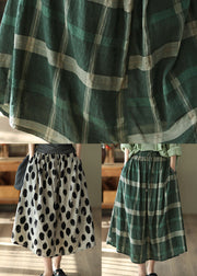 Diy Grey Wrinkled Exra Large Hem Print Linen Skirts Spring