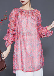 Diy Pink Oversized Print Linen Holiday Dress Spring