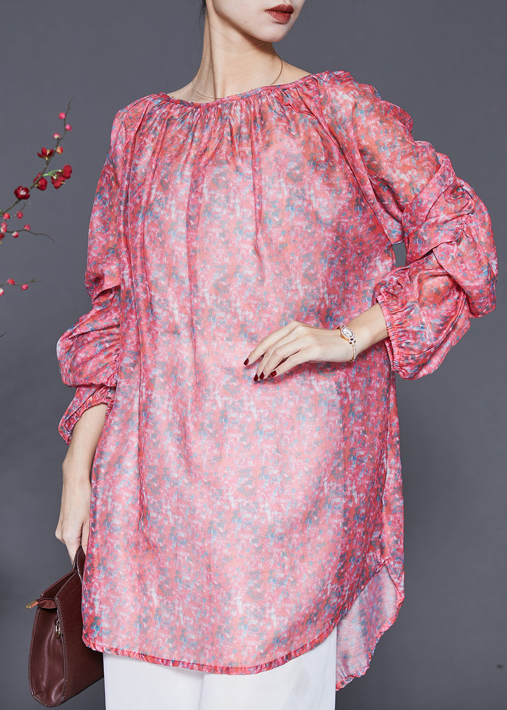 Diy Pink Oversized Print Linen Holiday Dress Spring