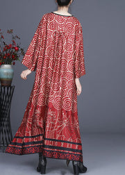 Diy Red Print Oriental asymmetrical design Dresses Summer Spring - SooLinen