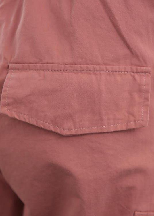 Diy Rubber red Pockets pockets Summer Pants Trousers - SooLinen