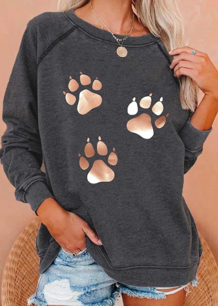Dog Footprints Print Sweatshirt Women - SooLinen