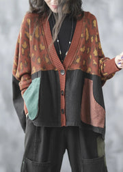 Early Autumn New Black Oversized Knitted Spliced Denim Coat