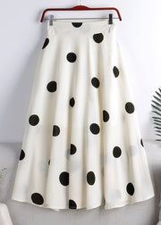 Elegant Apricot Dot High Waist Chiffon A Line Skirt Summer