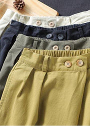 Elegant Beige Pant Stylish Spring Button Down Trousers - SooLinen