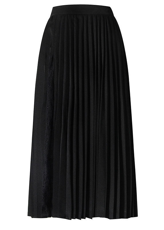 Elegant Black Asymmetrical Design Lace Patchwork Summer Skirt