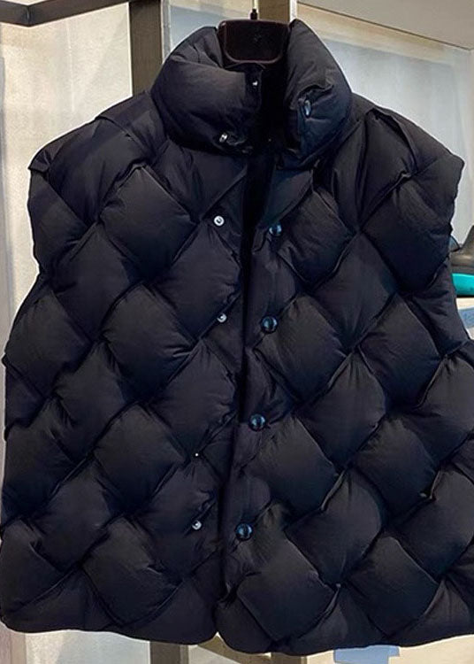 Elegant Black Button Duck Down Winter down vest