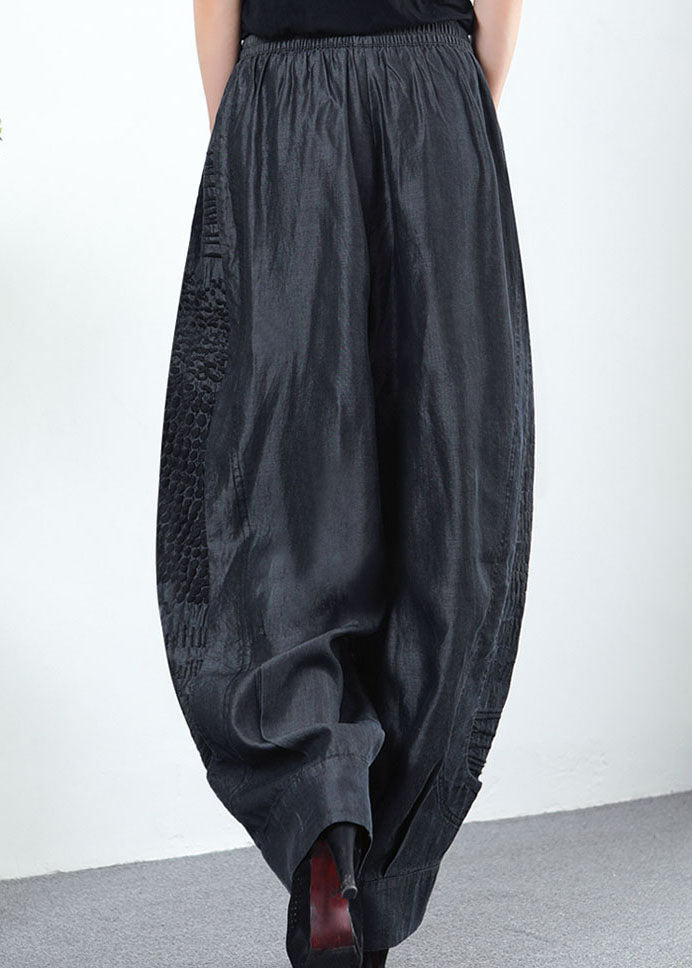 Elegante schwarze graue Taschen Patchwork gerade Frühlingshose