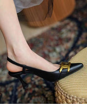 Elegant Black High Heels Stiletto Sheepskin Pointed Toe