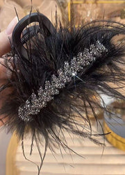 Elegant Black Large Size Feather Hair Ornaments