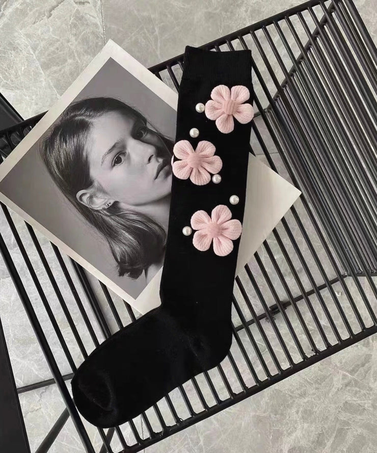 Elegant Black Pearl Floral Excecutive Socks